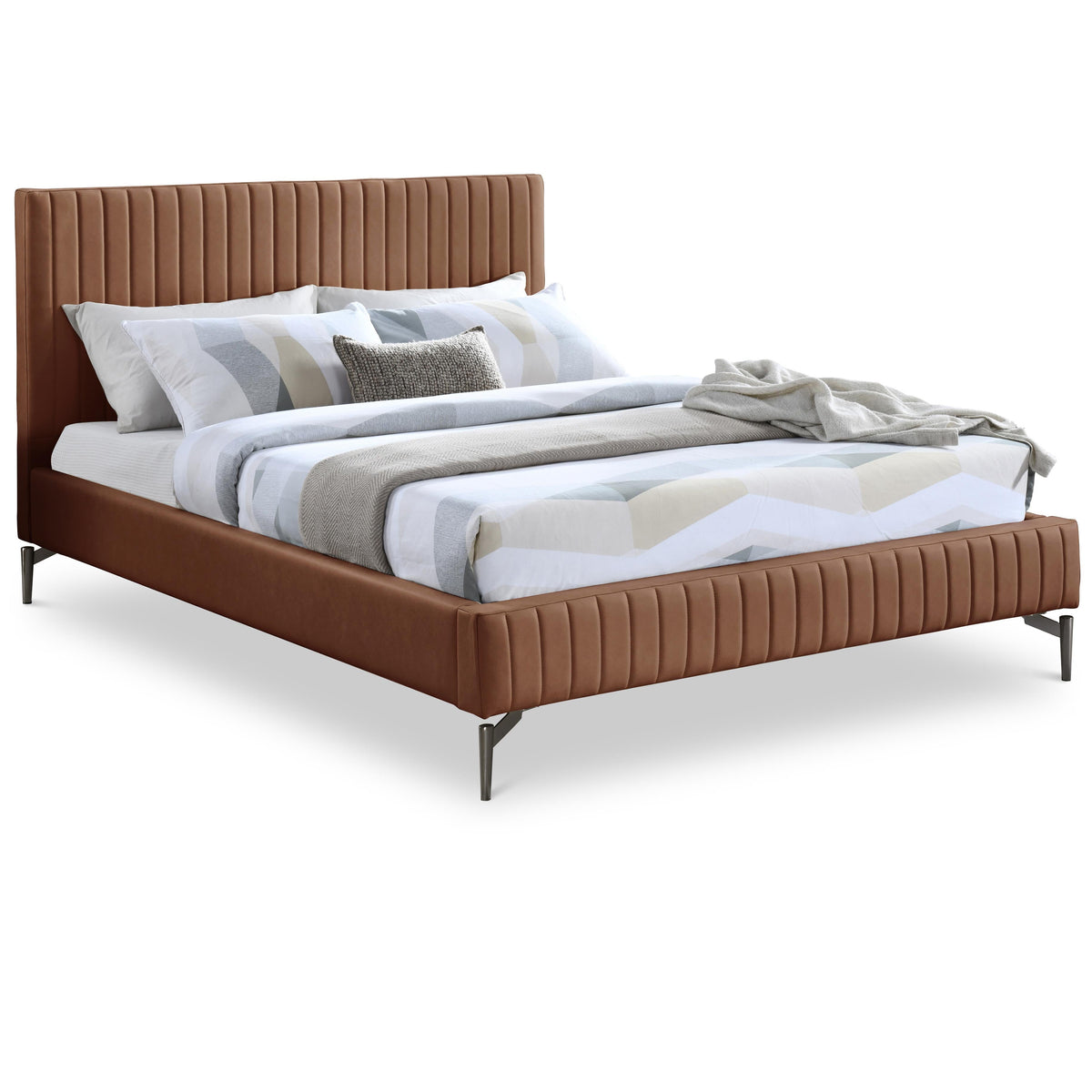 Meridian Gallo Cognac Vegan Leather Full Bed