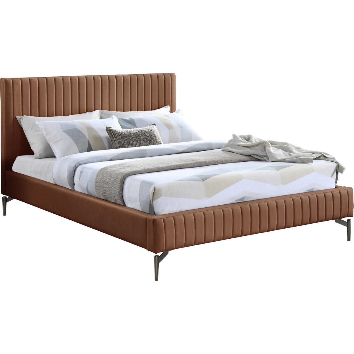 Meridian Gallo Cognac Vegan Leather King Bed