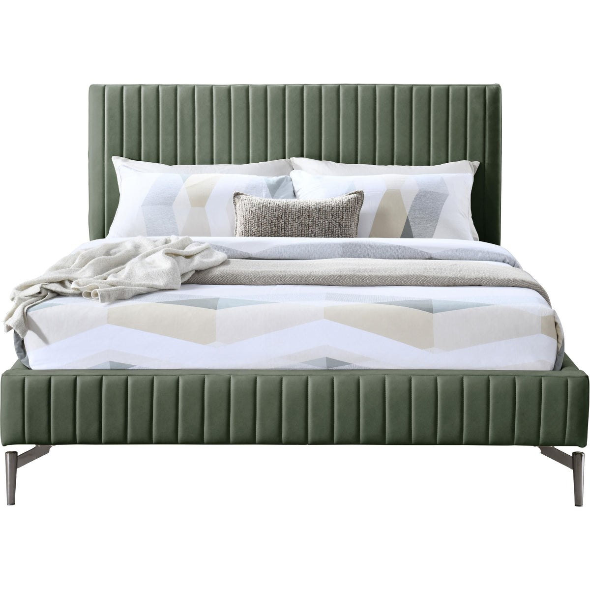 Meridian Gallo Green Vegan Leather Queen Bed