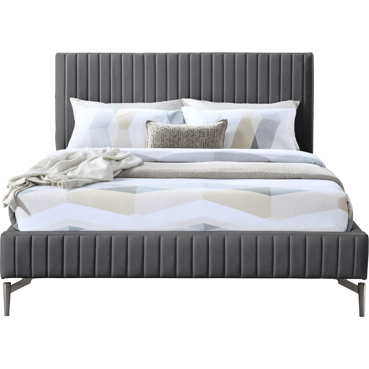 Meridian Gallo Dark Grey Vegan Leather Full Bed