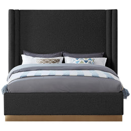 Meridian Halton Black Boucle Fabric Queen Bed (3 Boxes)