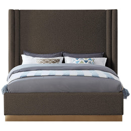 Meridian Halton Brown Boucle Fabric King Bed (3 Boxes)