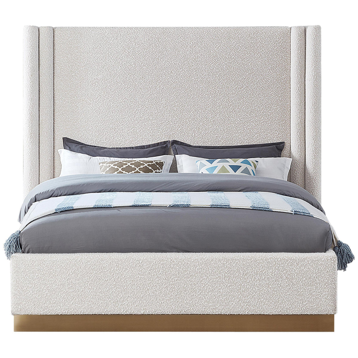 Meridian Halton Cream Boucle Fabric King Bed (3 Boxes)