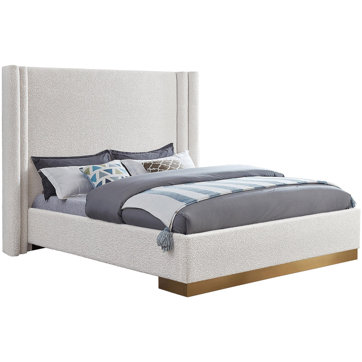 Meridian Halton Cream Boucle Fabric King Bed (3 Boxes)