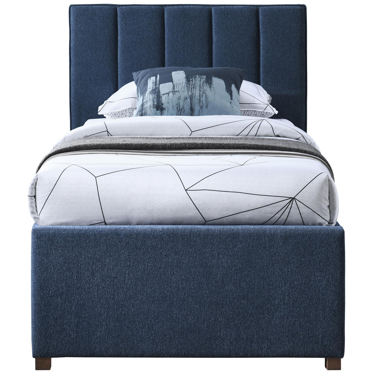 Meridian Harper Navy Linen Textured Fabric Twin Trundle Bed