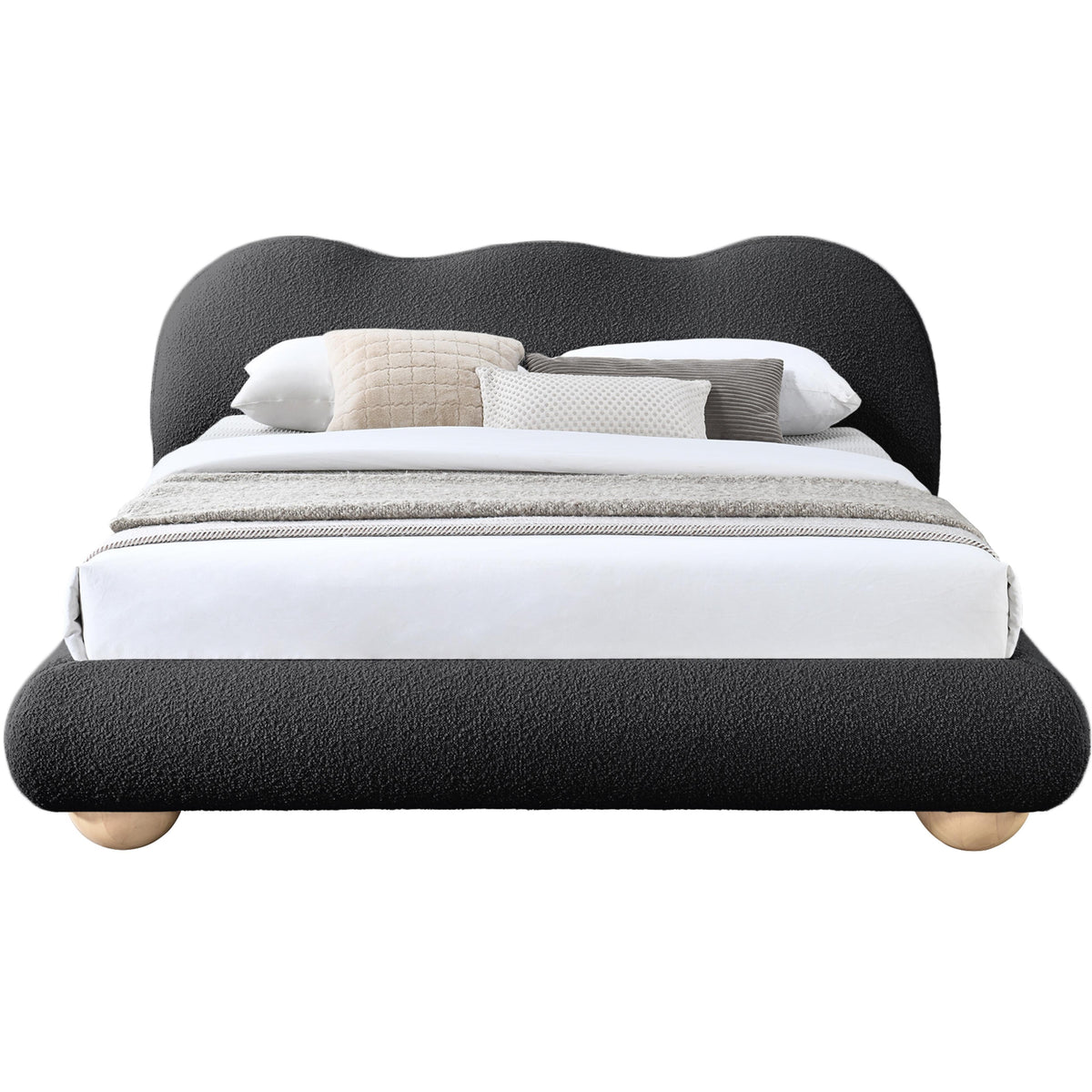 Meridian Hyde Black Boucle Fabric Full Bed (3 Boxes)