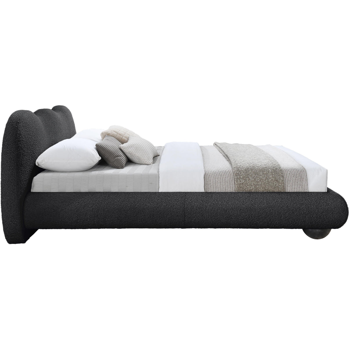 Meridian Hyde Black Boucle Fabric Full Bed (3 Boxes)