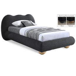 Meridian Hyde Black Boucle Fabric Twin Bed (3 Boxes)