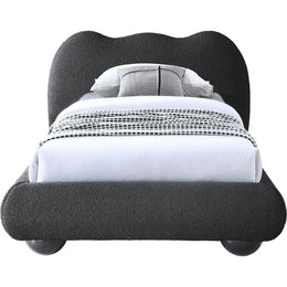 Meridian Hyde Black Boucle Fabric Twin Bed (3 Boxes)