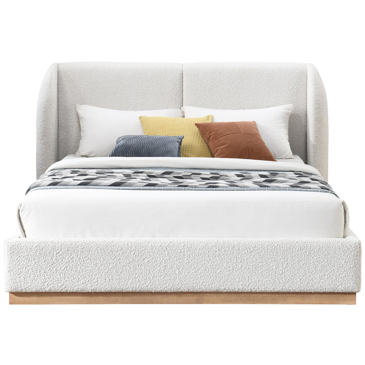 Meridian Jardin Cream Boucle Fabric King Bed (3 Boxes)