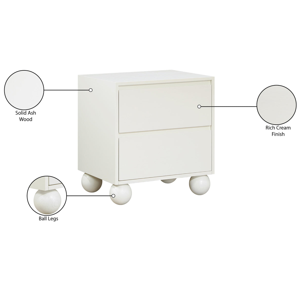 Meridian Kent Cream Night Stand