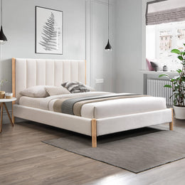 Meridian Kona Cream Polyester Fabric Queen Bed