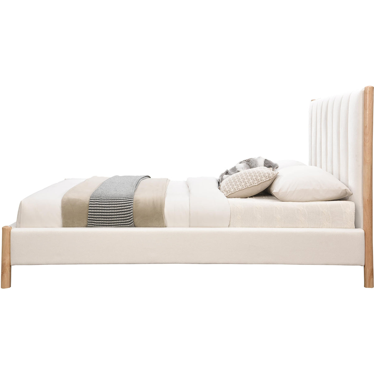 Meridian Kona Cream Polyester Fabric Queen Bed