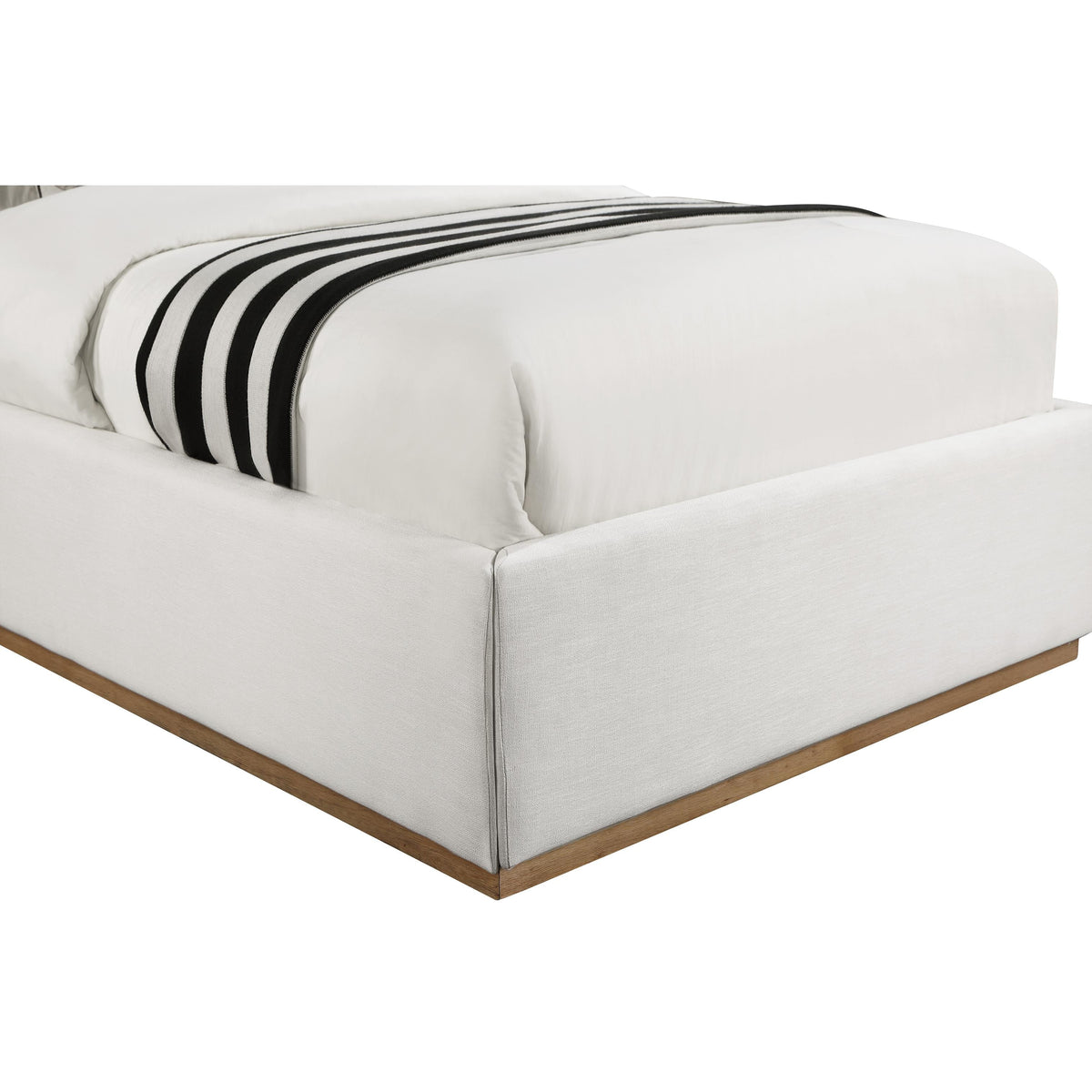 Meridian Logan Cream Linen Textured Fabric Twin Bed