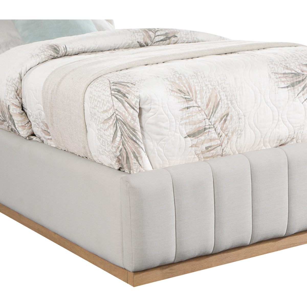 Meridian Lucia Cream Linen Textured Fabric Twin Bed