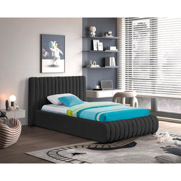 Meridian Nash Black Boucle Fabric Twin Bed