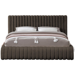 Meridian Nash Brown Boucle Fabric Queen Bed
