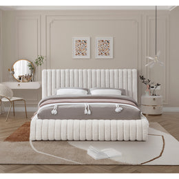 Meridian Nash Cream Boucle Fabric King Bed
