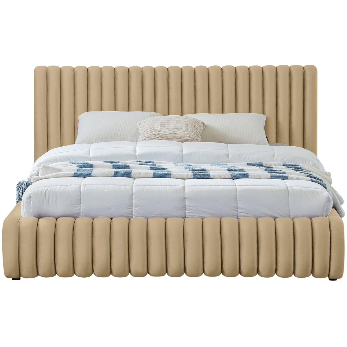 Meridian Nico Camel Velvet Full Bed