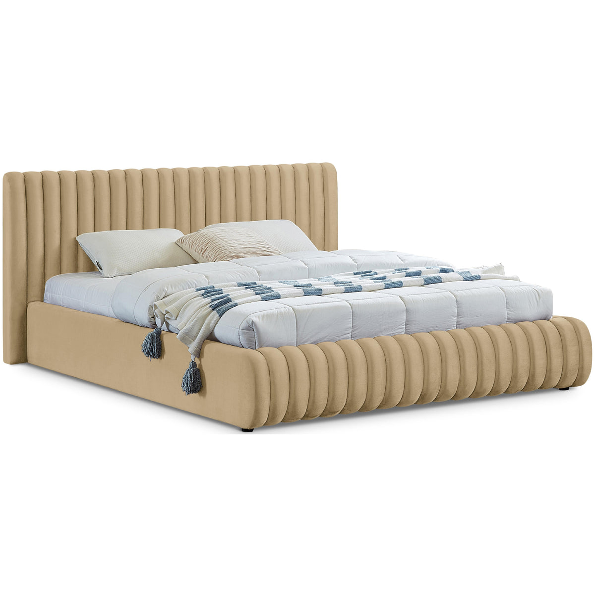 Meridian Nico Camel Velvet King Bed