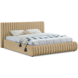 Meridian Nico Camel Velvet Queen Bed