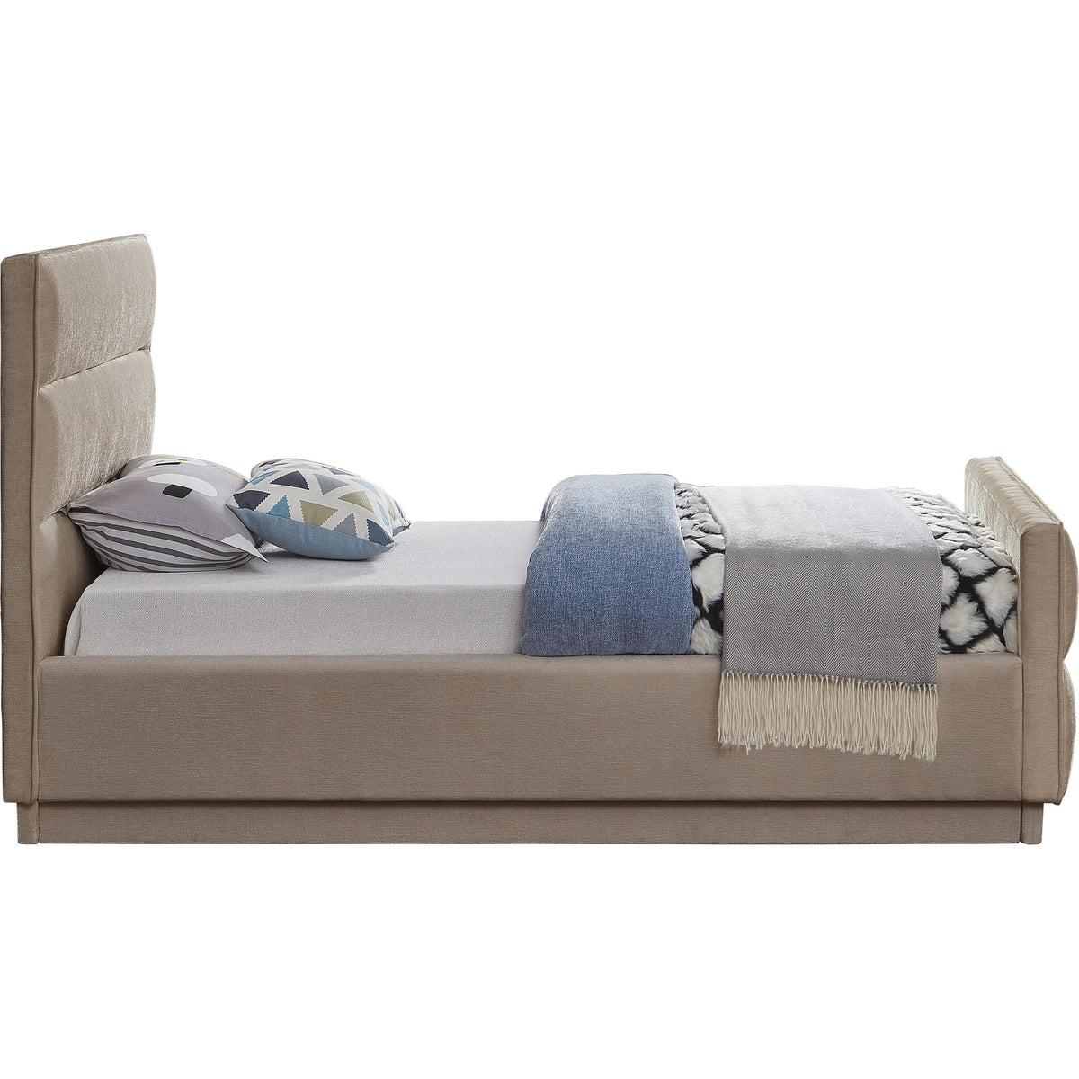 Meridian Paxton Beige Chenille Fabric Twin Bed (3 Boxes)