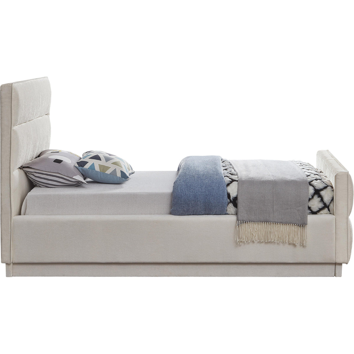 Meridian Paxton Cream Chenille Fabric Twin Bed (3 Boxes)