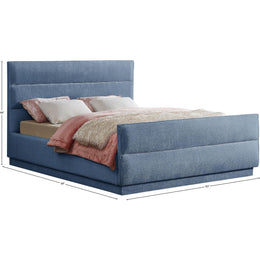Meridian Paxton Light Blue Chenille Fabric King Bed (3 Boxes)