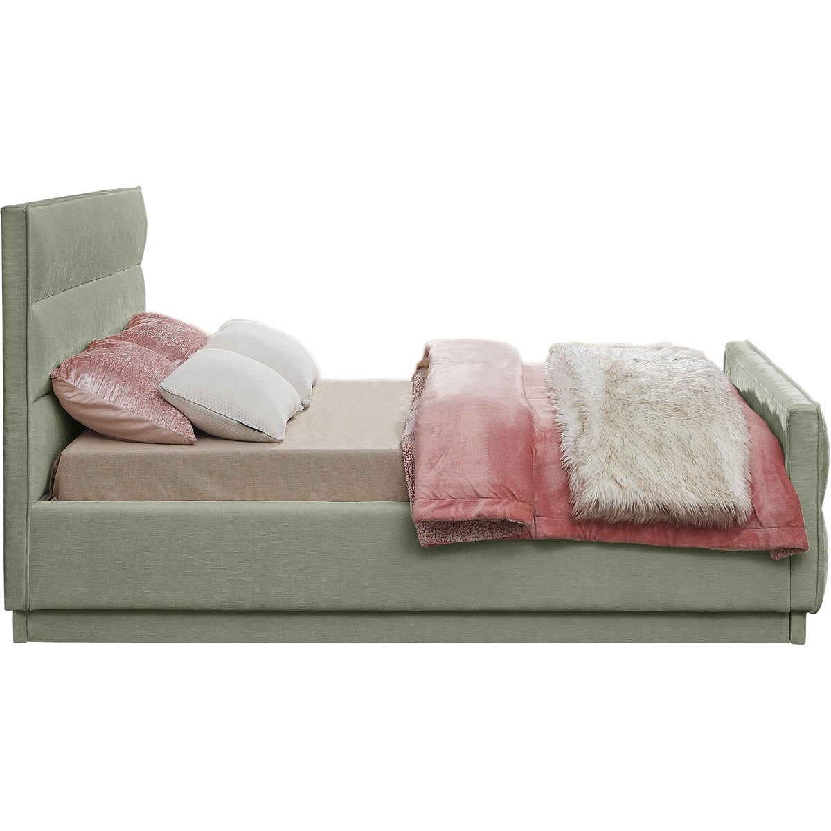 Meridian Paxton Mint Chenille Fabric King Bed (3 Boxes)