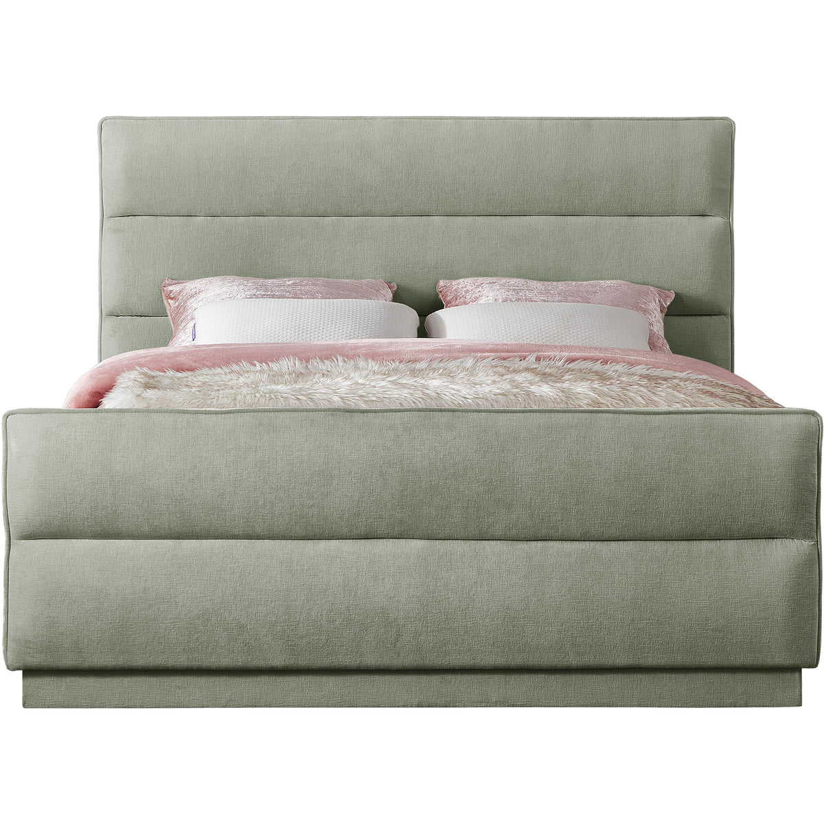 Meridian Paxton Mint Chenille Fabric Queen Bed (3 Boxes)