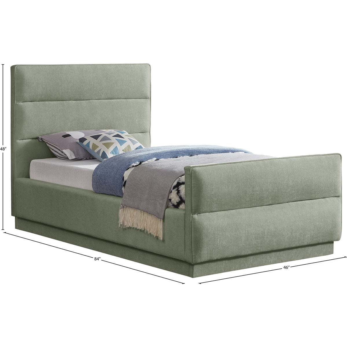Meridian Paxton Mint Chenille Fabric Twin Bed (3 Boxes)