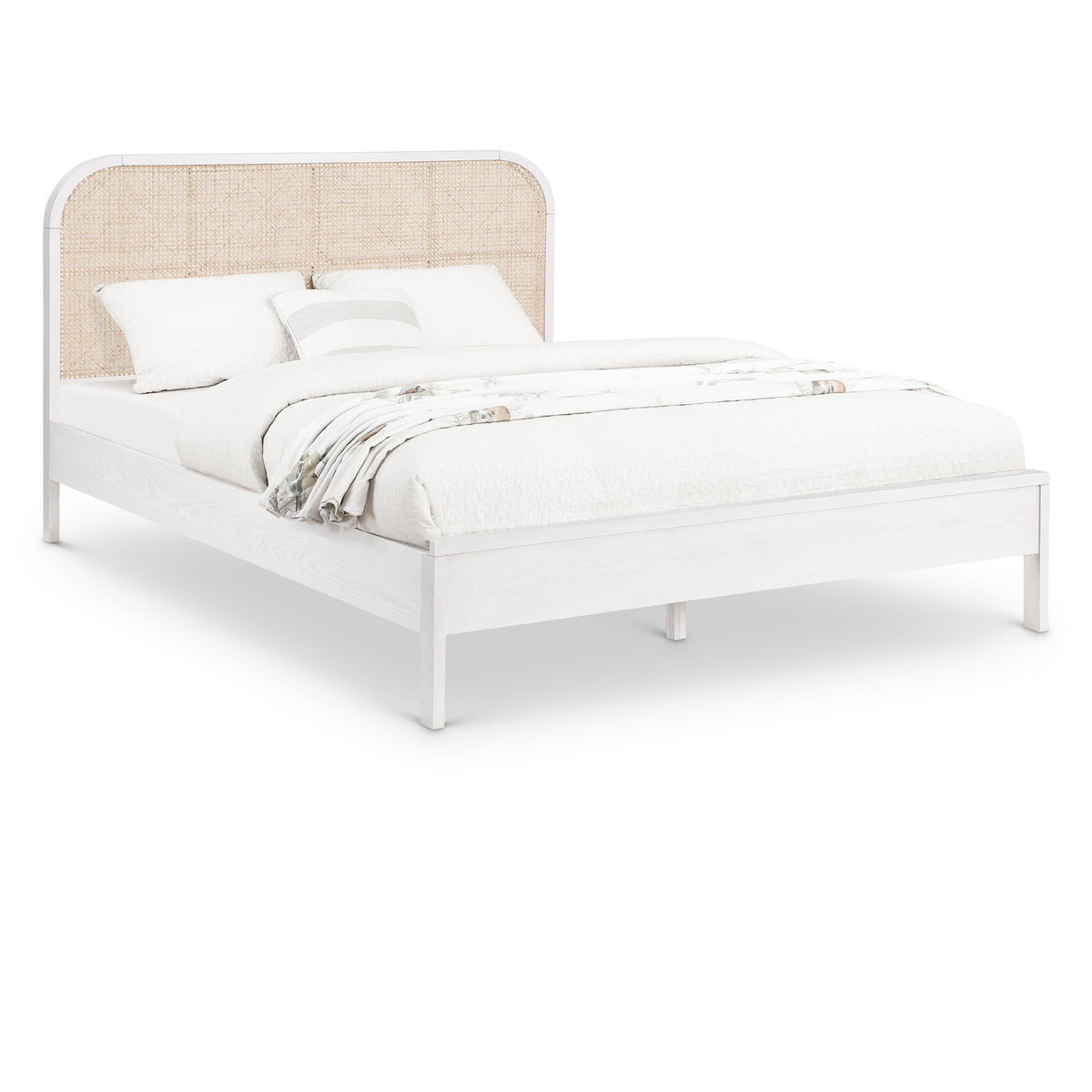 Meridian Siena White Ash Wood King Bed (3 Boxes)