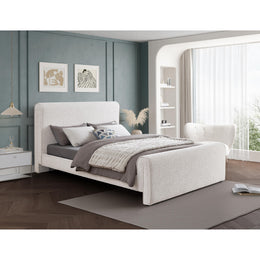 Meridian Stylus Cream Boucle Fabric Queen Bed (3 Boxes)