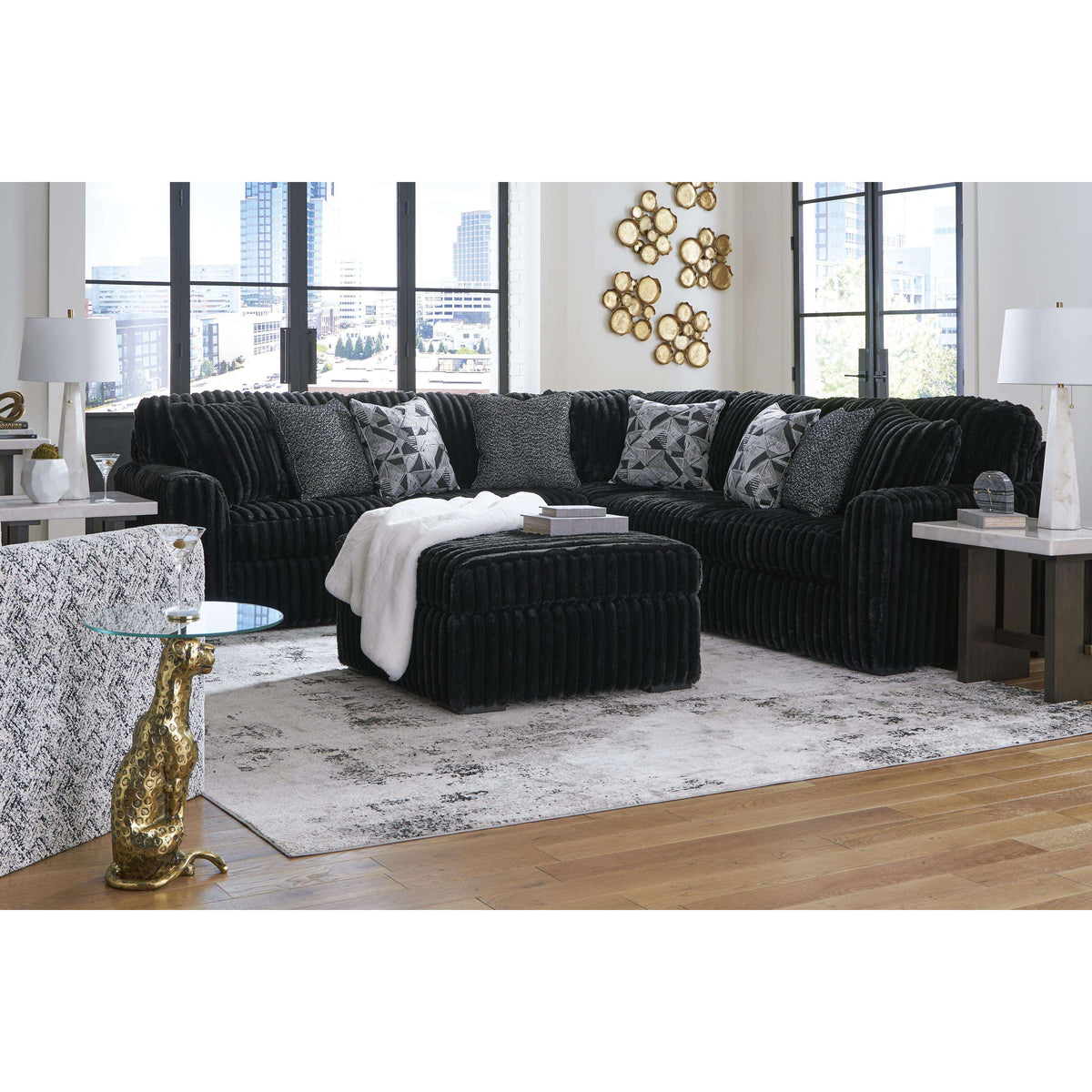 Swipe Furniture Exclusive Design Midnight-Madness Fabric Ottoman 9810308