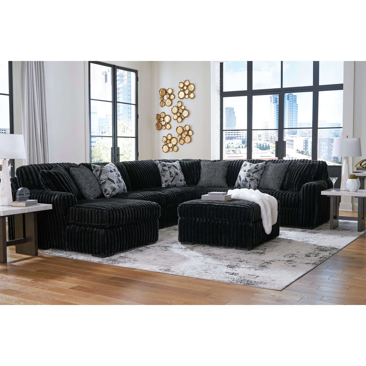 Swipe Furniture Exclusive Design Midnight-Madness Fabric 4 pc Sectional 9810316/9810334/9810377/9810367