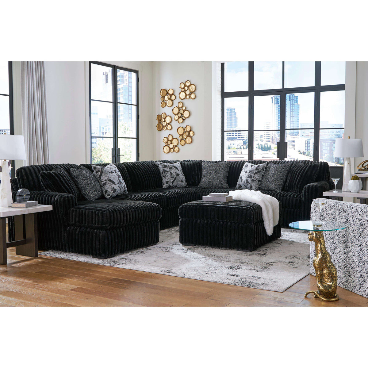 Swipe Furniture Exclusive Design Midnight-Madness Fabric 4 pc Sectional 9810316/9810334/9810377/9810367