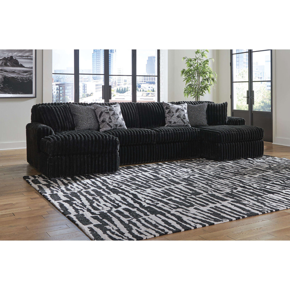 Swipe Furniture Exclusive Design Midnight-Madness Fabric 3 pc Sectional 9810316/9810334/9810317