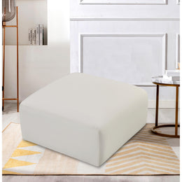 Meridian Arc Cream Vegan Leather Ottoman
