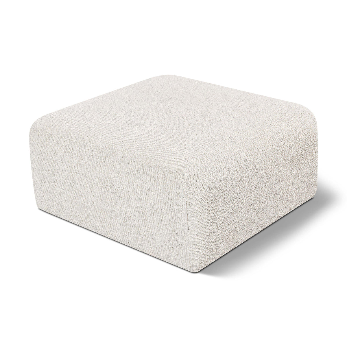 Meridian Arc Cream Boucle Fabric Ottoman