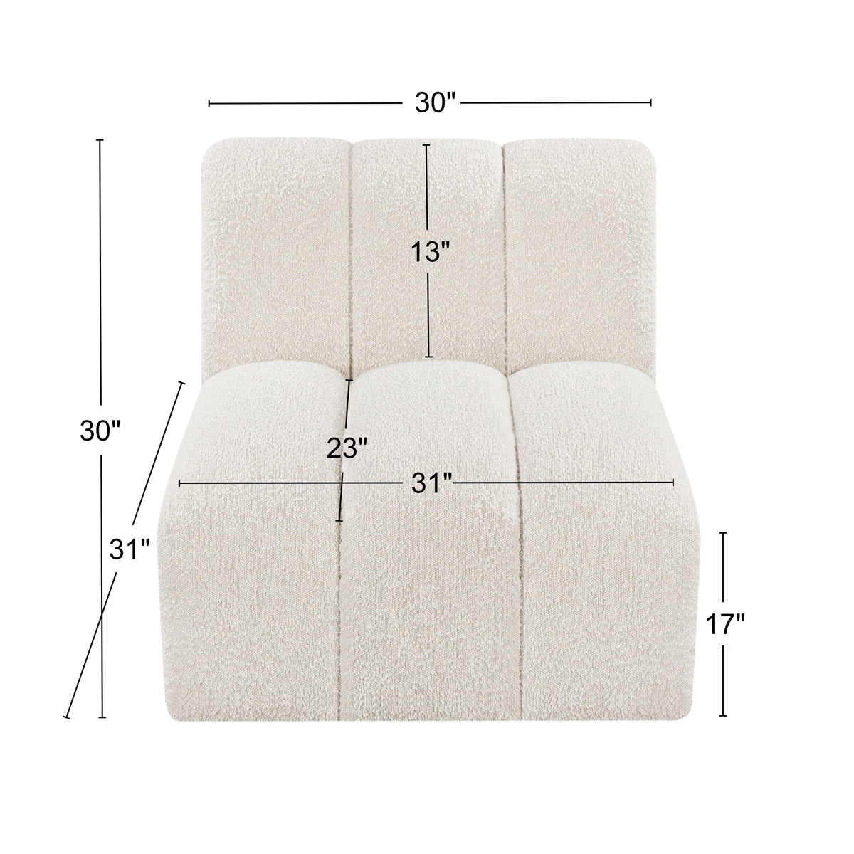 Meridian Arc Cream Boucle Fabric Straight Chair