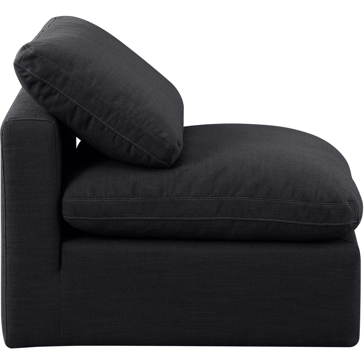 Meridian Indulge Black Linen Textured Fabric Armless Chair