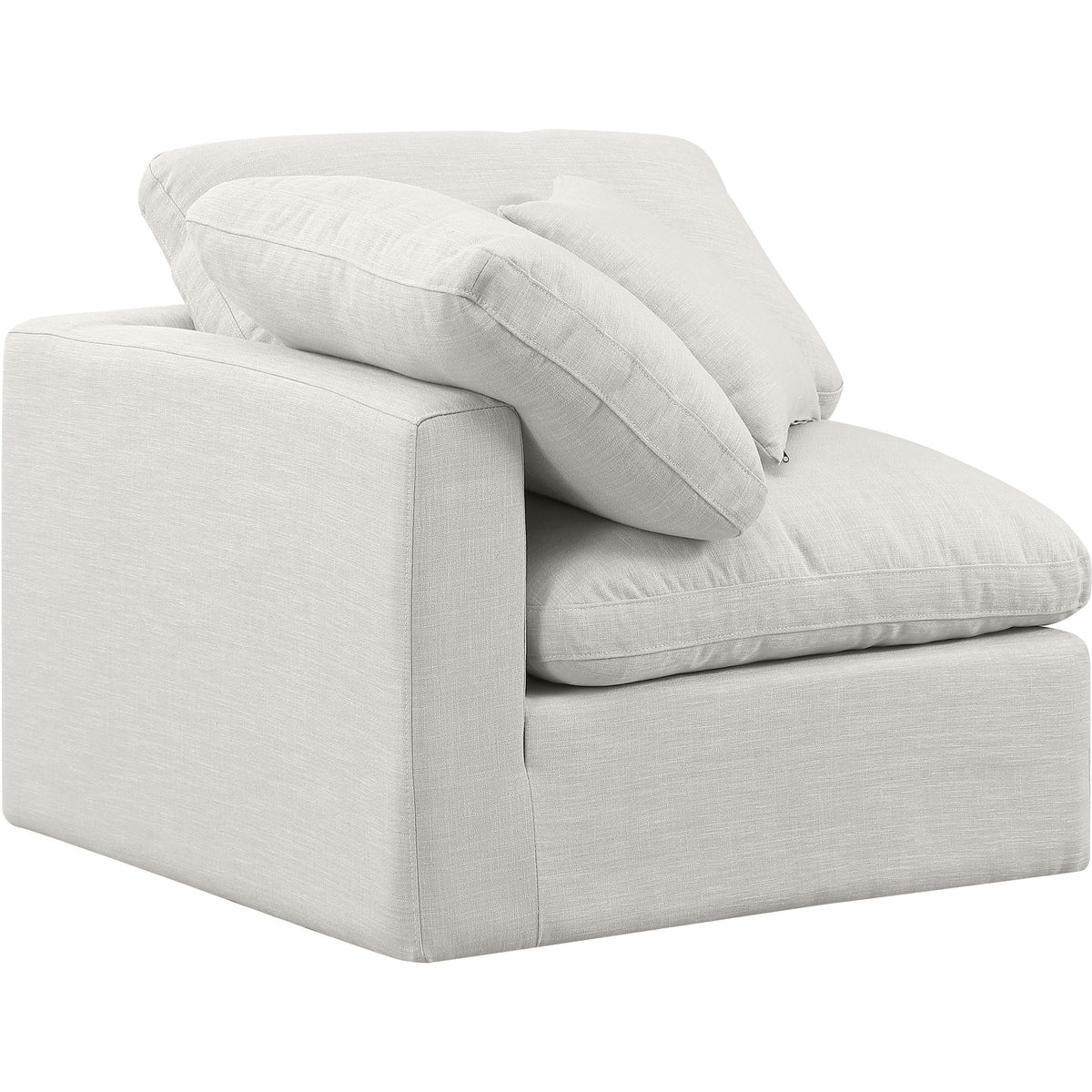 Meridian Indulge Cream Linen Textured Fabric Corner Chair