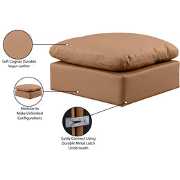 Meridian Indulge Cognac Vegan Leather Ottoman