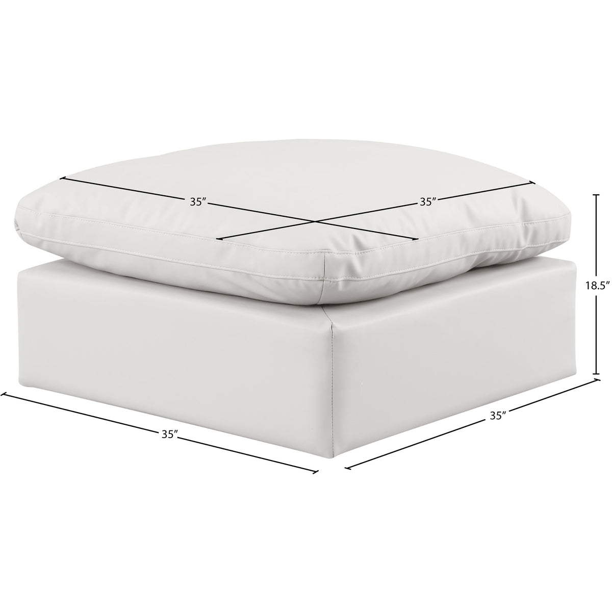 Meridian Indulge Cream Vegan Leather Ottoman