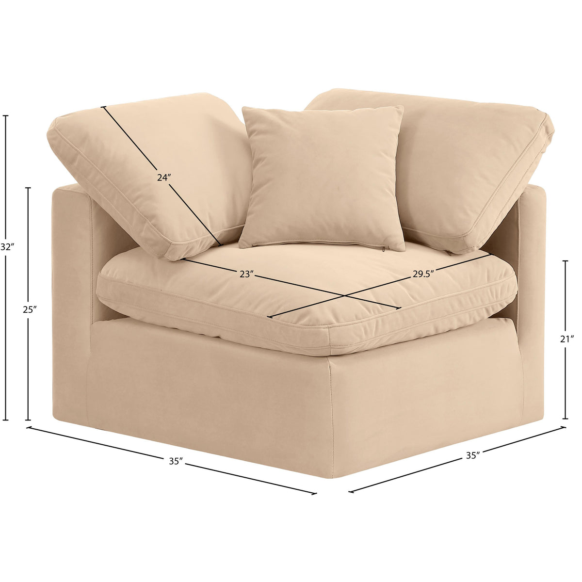 Meridian Indulge Beige Velvet Corner Chair