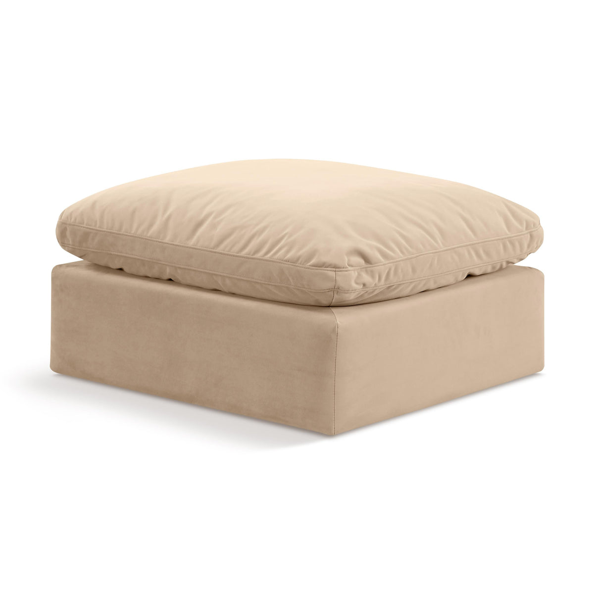 Meridian Indulge Beige Velvet Ottoman
