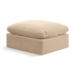 Meridian Indulge Beige Velvet Ottoman