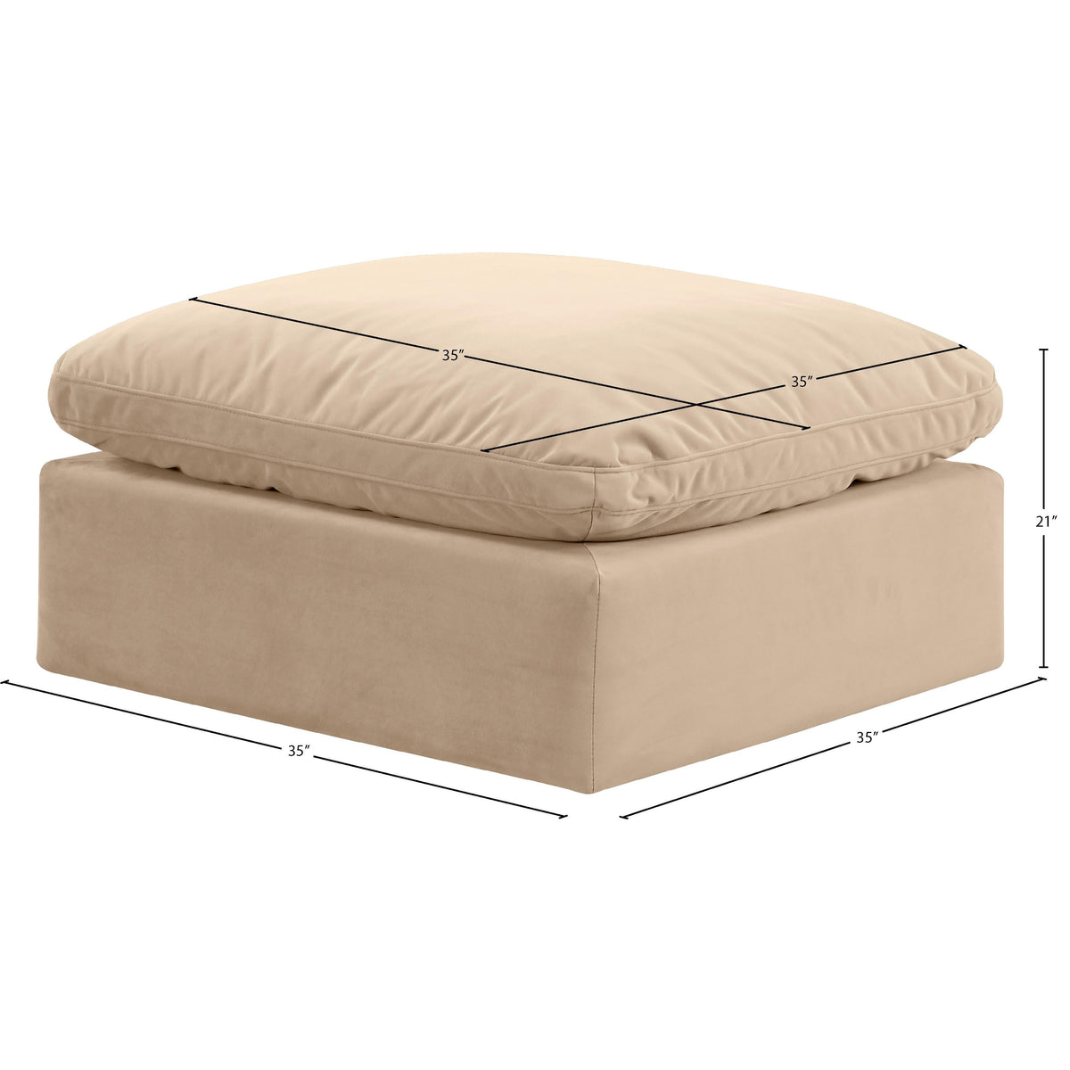 Meridian Indulge Beige Velvet Ottoman