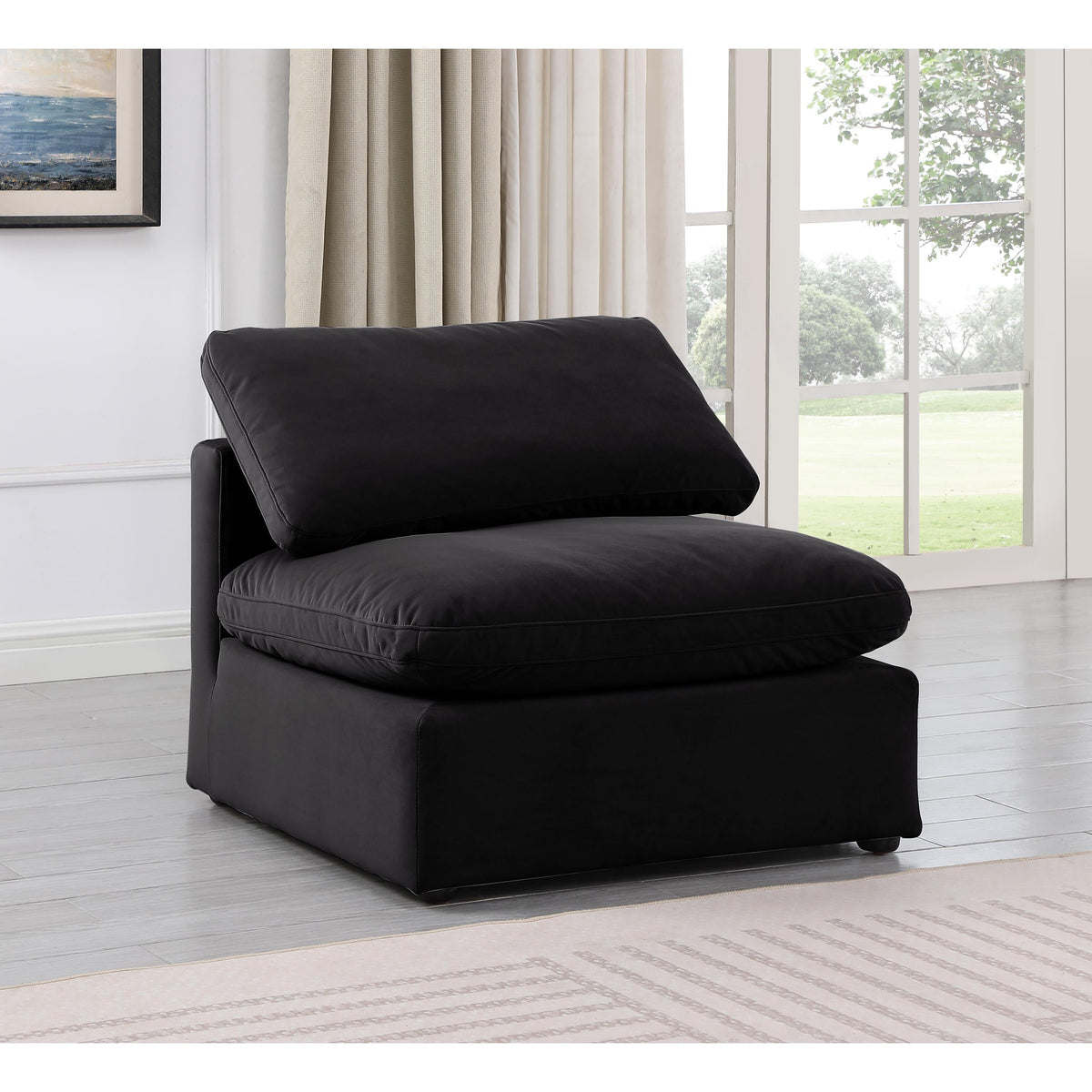 Meridian Indulge Black Velvet Armless Chair