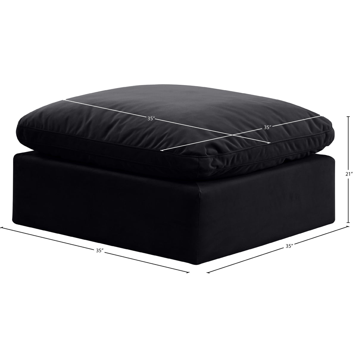 Meridian Indulge Black Velvet Ottoman